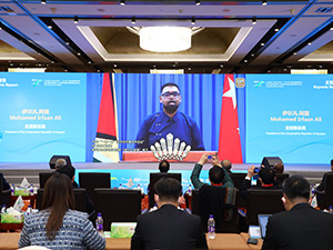 圭亚那总统 伊尔凡·阿里 先生以视频形式作主旨报告